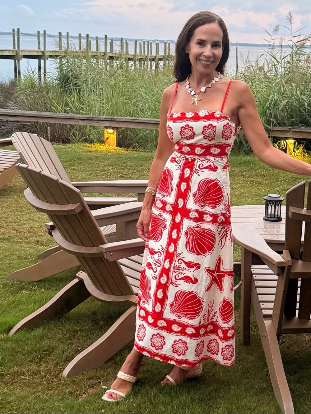 Moon River Sea Shell Print Maxi Dress - Picture 5 of 5